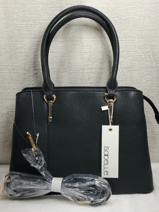 Isabella Handbags - Isabella Leather Double Handled Black Satchel Handbag NWT